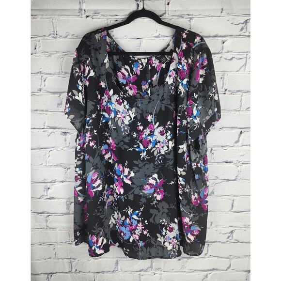Torrid Tops - Torrid Top Womens 6X Black Floral fairycore dark academia romantic corpcore